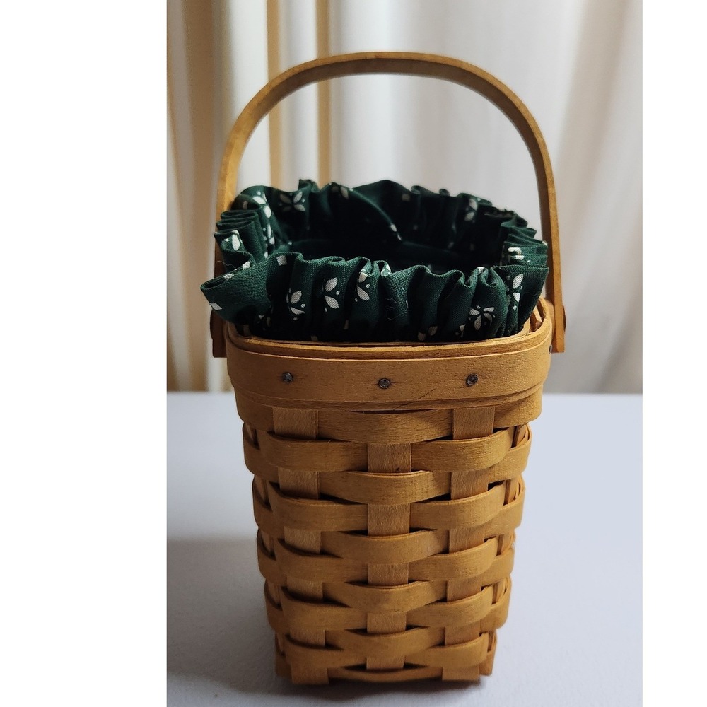 Longaberger 1998 American Cancer Society Basket Green Floral Liner & Protector